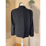 Vintage Blue Ice Black Faux Micro Suede Embroidered Open Front Blazer Size 8 Black Photo 2