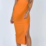 Morning Mist Dress Black Ribbed Midi Cutout With Slit Size US 8 example 🍊 Pict Photo 0