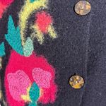 Susan Bristol Vintage Boiled Wool Embroidered Floral Cardigan Sweater Medium Photo 3
