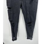 American Eagle Mom Jean Women 8 XLong Black Distressed High Waisted Rip Denim Photo 2