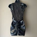 Faux leather‎ sz S black sheer lace mini party dress Photo 5