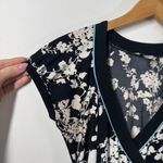 Ann Taylor LOFT Top Women S/P White Black Faux Wrap Short Sleeve Babydoll Spring Photo 2