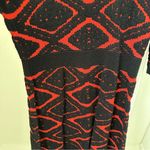 Taylor Fit and Flare Black and Red Geometric Long Sleeve Sweater Dress Size L Size L Photo 5