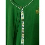 Vintage CJ BANKS Size 1X St Patricks Day Green Cardigan Sweater Clover Irish Photo 1