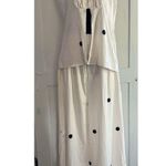2 Piece White Polka Dot Tube Top Set Strapless Bandeau Blouse Wide Leg Pant Sz M Size M Photo 0