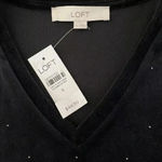 Loft Ann Taylor Black Blouse Sz Small Velvet Top Sparkle Studs V Neck NWT $ 44 Photo 4