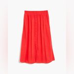 Madewell Smocked-Waist Button-Front Midi Skirt Size M Photo 3