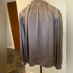 Philosophy Peasant Blouse Top Women’s Small Satin Army Olive Green Photo 3