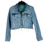 Guess  Cropped Denim Jacket Raw Hem Medium Photo 0