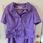 Larry Levine Vintage  2PC Purple Cotton Blend Skirt Suit Size 18 Padded Shoulders Photo 1