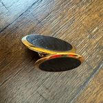 Vintage Napier Asymmetrical Gold‎ & Black Designer Earrings 1980s Clip On Photo 1