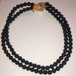 Kenneth Jay Lane Avon Vintage Black Beaded Floral CZ Rhinestone Clasp Necklace Photo 3