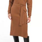 Nicole Miller  Long Sleeve Belted Wrap V-Neck Sweater Dress Brown Women's Size XL Photo 1