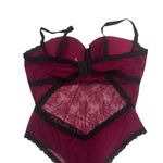 None Teddy Lingerie Velvet Corset Bodysuit Red Black Lace Lingerie Size 4X Photo 7