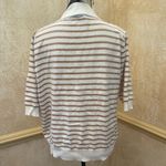 Aaeda Polo Collar Stripe Sweater Gold Metallic short sleeves Sz XL White Photo 4