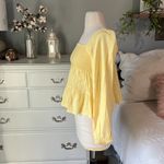 Planet Gold  Long Sleeve Smocked Peplum Top Womens Small Sundress Yellow New Photo 2