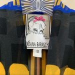 Yoana Baraschi  Tie- Neck Sheer Abstract Royal Blue/Black Long Sleeve Top Photo 1