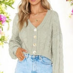 Show Me Your Mumu  Sage Cable Knit Conrad Cardigan Coastal Bohemian Cozy XS Photo 0