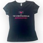 Women’s black rhinestone wine tee, short sleeve embellished graphic T Photo 5
