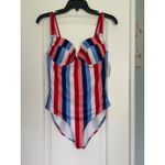Oasis Outdoor  One Piece Swimsuit Patriotic Red White And Blue‎ Size Medium NEW Photo 5