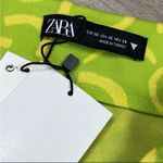 ZARA Flared Jacquard Print Knit Pull On High Rise Pants Lime Green Yellow XS Photo 7