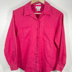Talbots Irish Linen Shirt Button Down Long Sleeve Pockets Pink Size 8 Workwear Photo 0