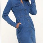 Free People Dynomite Denim Long Sleeve Dress Medium Photo 4
