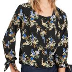 New Banana Republic Black Floral Satin Blouse Top Size S Photo 0