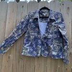 Christopher & Banks  Women's One Button Blazer Jacket Sz Medium blue‎ abstract Photo 0