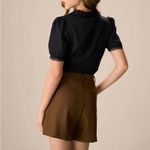 Rihoas Women's Black Chelsea Collar Lace Trim Cotton Blouse Photo 3