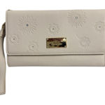 Swavorski Swarovski Crystal Studded Vegan Leather Travel Wallet Wristlet Beige Photo 0