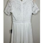Lulus  Angel in Disguise White Lace Fit Flare Dress Short Sleeve Women’s Small Photo 8