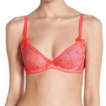 L’Agent Agent Provocateur neon melon bright pink lace mesh‎ bra 32A kisses lips Size undefined Photo 3
