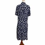 Trovata California Birds of Paradise Navy White Printed Shirt Dress Midi Blue Size L Photo 4