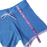 ZARA  Women's Small Knit Lounge Set Blue Pink Trim Short Sleeve Button Top Shorts Photo 8