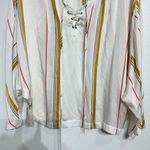 Frame  Denim Le Raglan Blouse Saffron Stripe Lace Up Peasant Blouse Sz S Photo 3