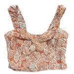 Midnight sky Womens Boho Floral Print Cropped Tank Rust Orange & White Sz L Photo 1