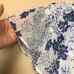 Loft Women’s Floral Paisley Print Keyhole Tie Ruffle Trim Flutter Sleeve Blouse Photo 3