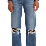 Levi's  Women's Low Pro Straight Leg Jeans Distressed Medium Wash Size 25 Photo 0