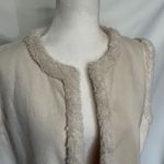 Ralph Lauren Lauren  Faux Suede Sherpa Womens Vest Size 1X Open Cozy Neutral Boho Photo 1