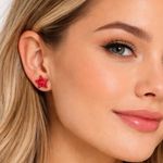 NWOT Star Earrings Lot Red Glitter Studs & White Acrylic Studs Cute Gift Set Photo 2