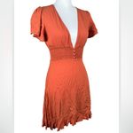 Forever 21 NWT  Deep V Neck Smocked Rust Orange Sundress Dress Small Photo 7