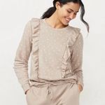 LC Lauren Conrad Sweatshirt Tan & Pink Floral Ruffle Girly NWT Photo 0