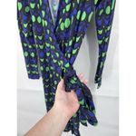 Boden Wrap Midi Dress Women 10 Blue Green Retro Geometric Y2K Mature Preppy Photo 6