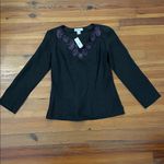 Brooks Brothers Black Irish Linen Embroidered Blouse Womens Size 12 NEW Photo 2