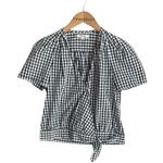 Madewell Short-Sleeve Wrap Top in Gingham Check Photo 2