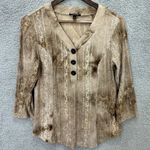 Sami & Jo  Blouse‎ S Brown Sequin Velvet Burnout Button Front Boho Retro Glam Photo 0