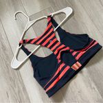 Lululemon Sports Bra striped run top speed womens Blue Coral size 8 workout gym Photo 1
