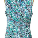 Charter Club Golf Sleeveless Top Paisley Button Front Size 10 Blue Green Photo 0