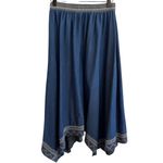 Indigo & Lace Womens Denim Asymmetrical Western Skirt Size S Embroidered Boho Blue Photo 2